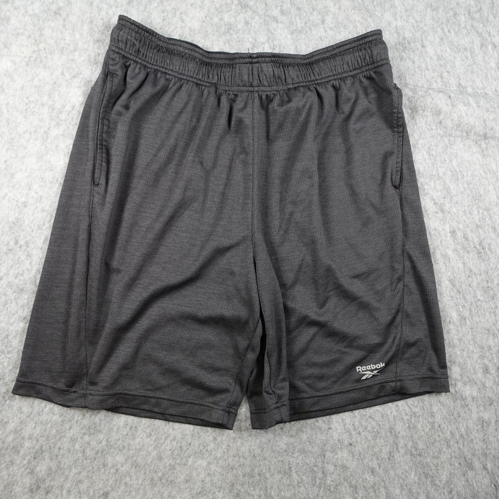 Reebok Shorts Men Large Black Mesh Athletic Gym Workout Training Performance 8"